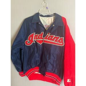 VTG Cleveland Indians Starter Satin Jacket Large Diamond Collection Y2K Baseball